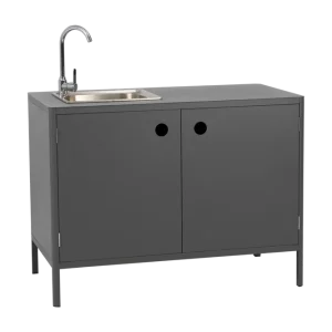 Expressversand Outdoor Küche Kelia Modul mit Türen Spüle und Armatur 121 cm Aluminium anthrazit
